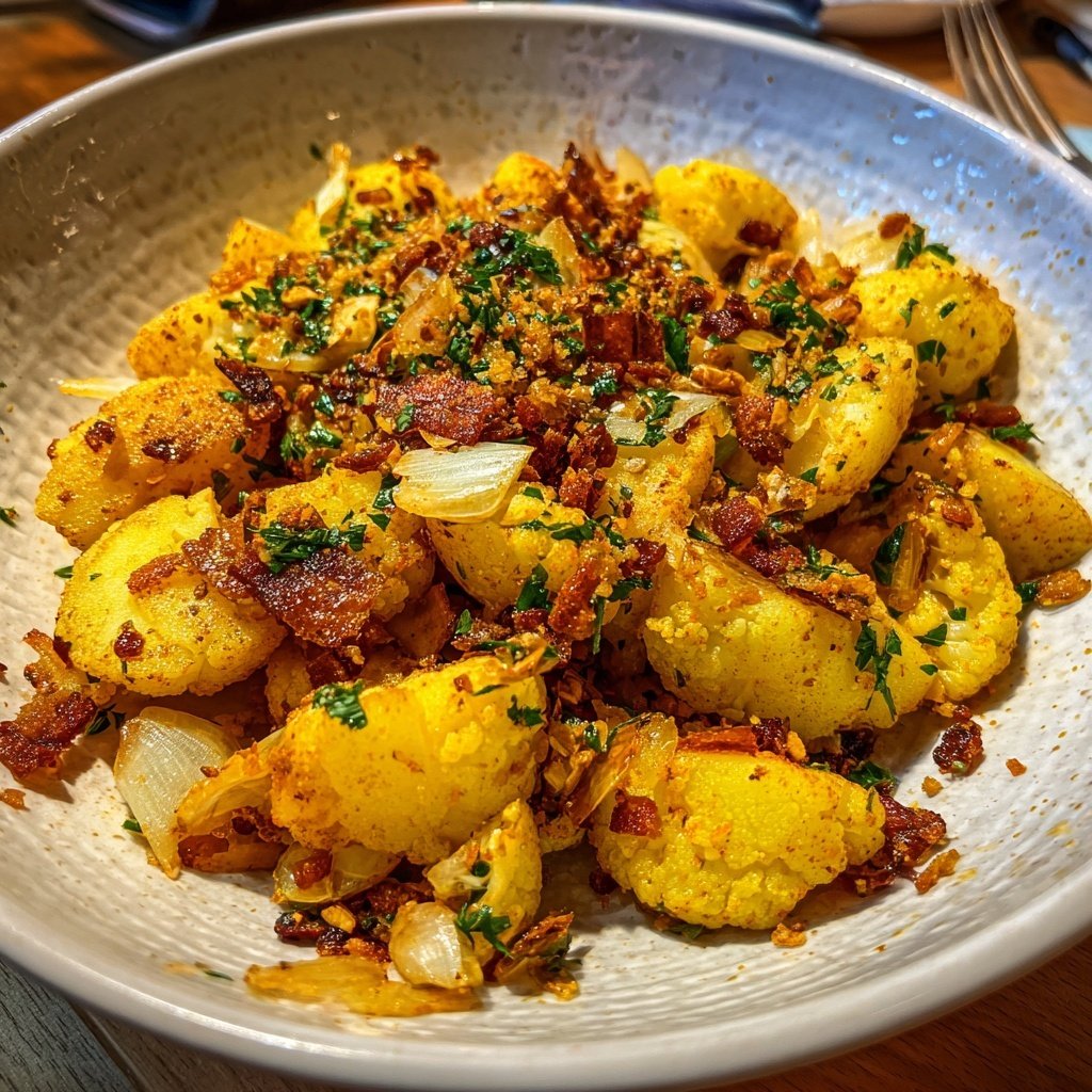 Blumenkohlpfanne mit Knoblauch und Kräutern