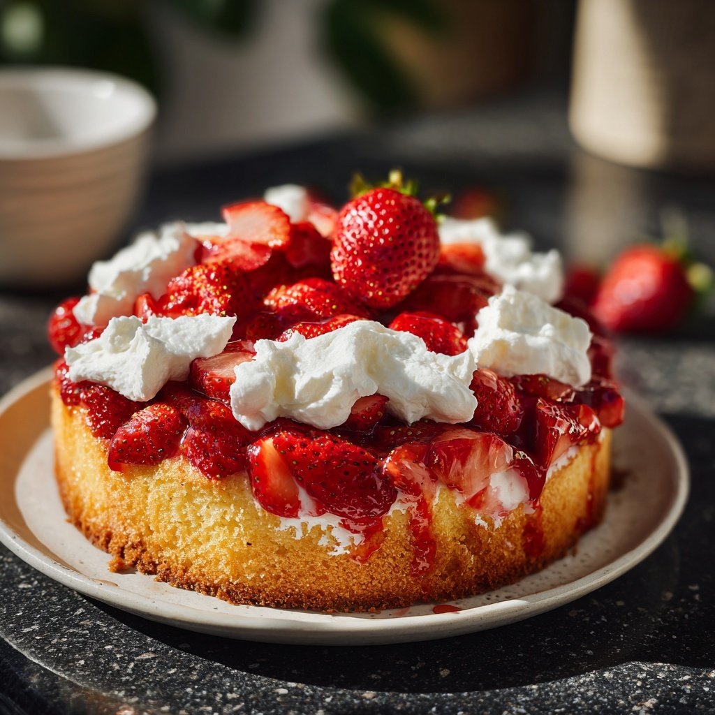Erdbeerkuchen Mit Frischer Sahne