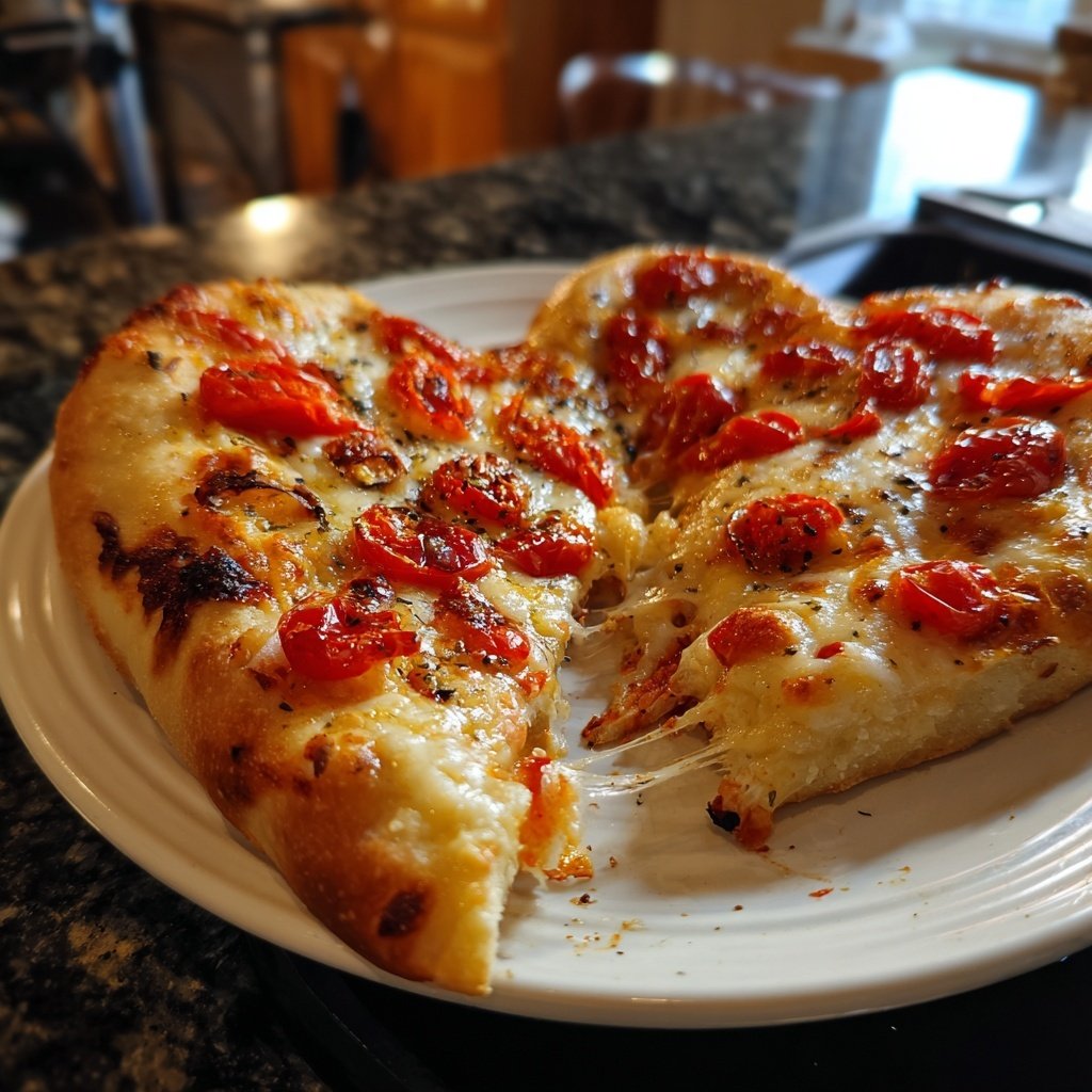 Valentins-Pizza in Herzform