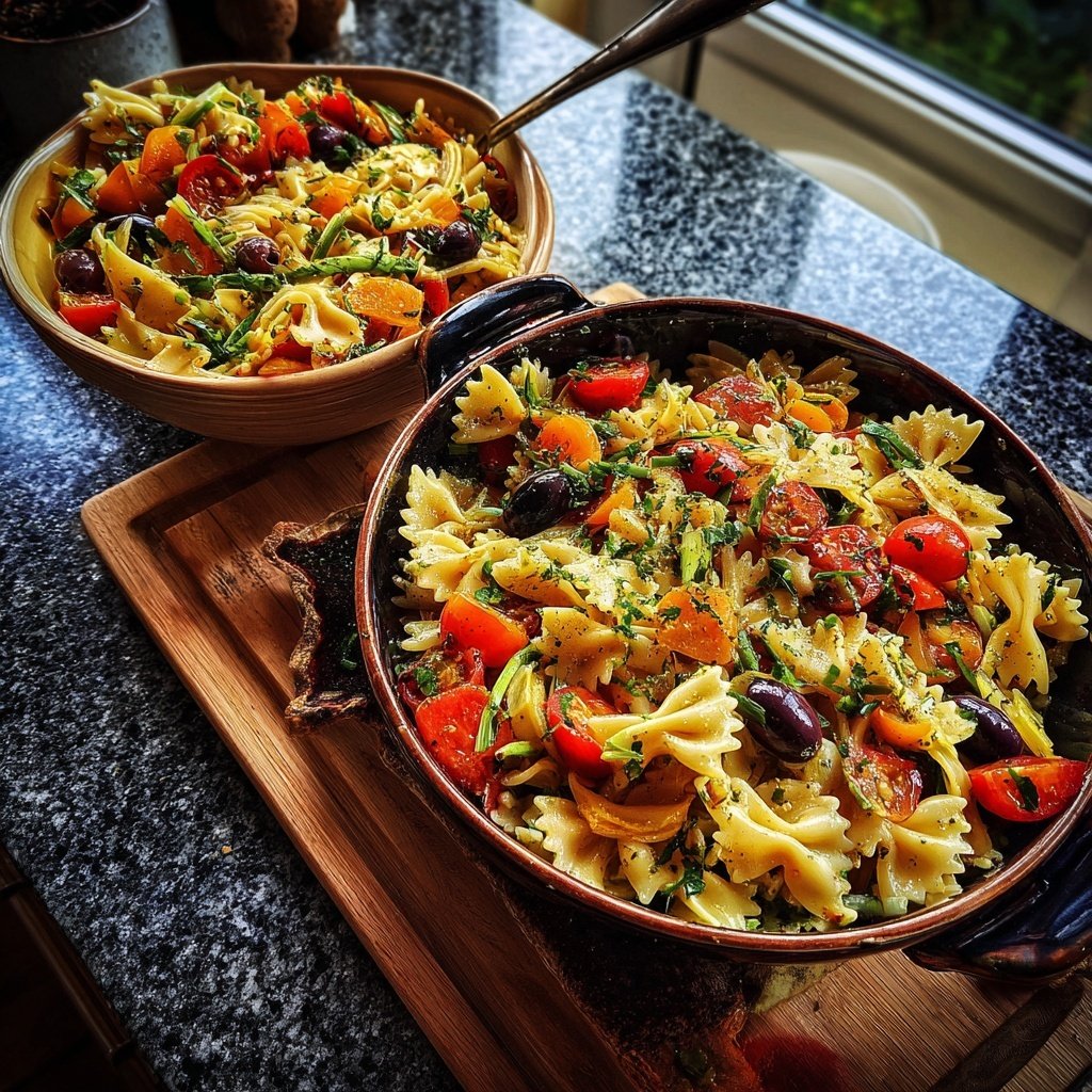 Mediterraner Nudelsalat Mit Frühlingszwiebeln